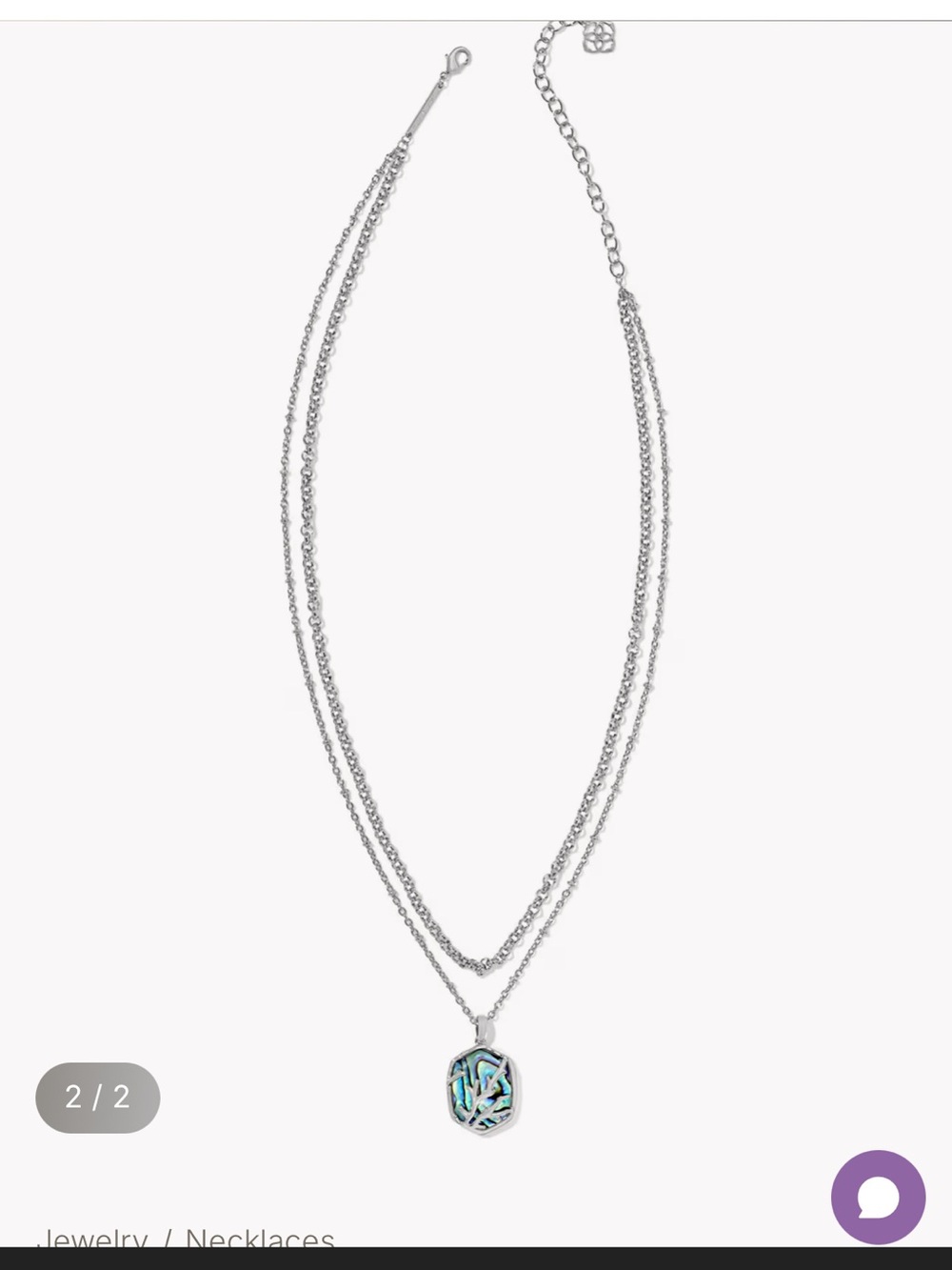Kendra Scott Silver Layered Necklace with Iridescent Abalone Pendant